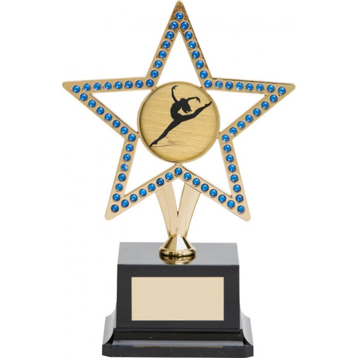  10'' GOLD METAL STAR WITH BLUE GEMSTONES - CHOICE OF SPORTS CENTRE 